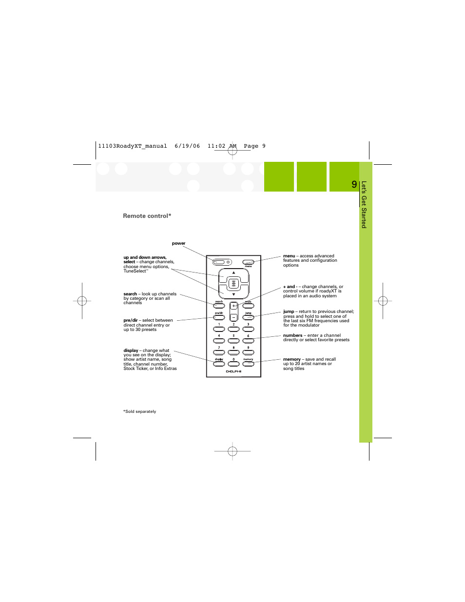 XM Satellite Radio SA10175 User Manual | Page 9 / 40