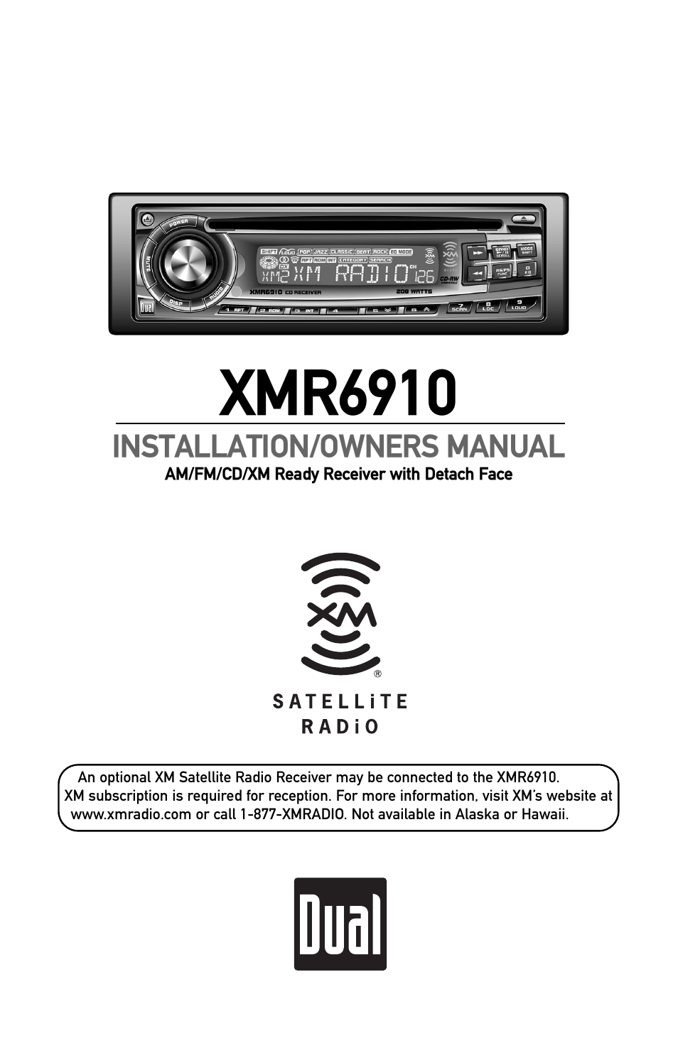 XM Satellite Radio XMR6910 User Manual | 16 pages