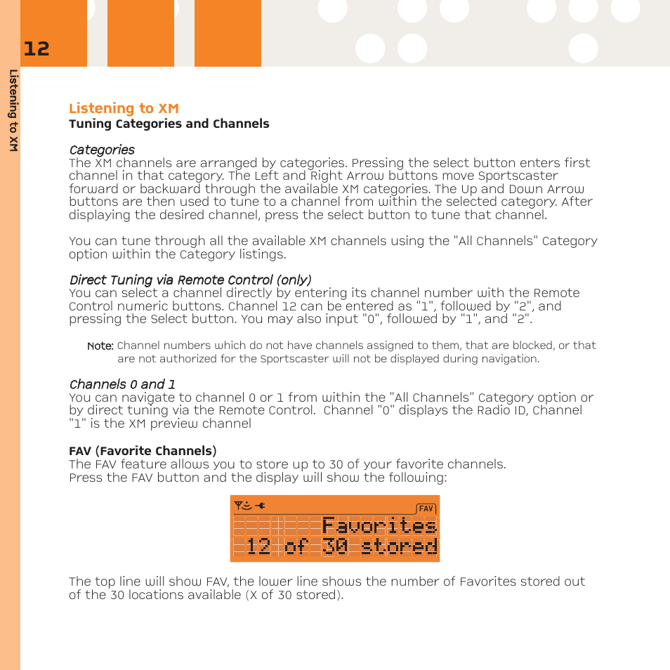 XM Satellite Radio R101 User Manual | Page 12 / 32