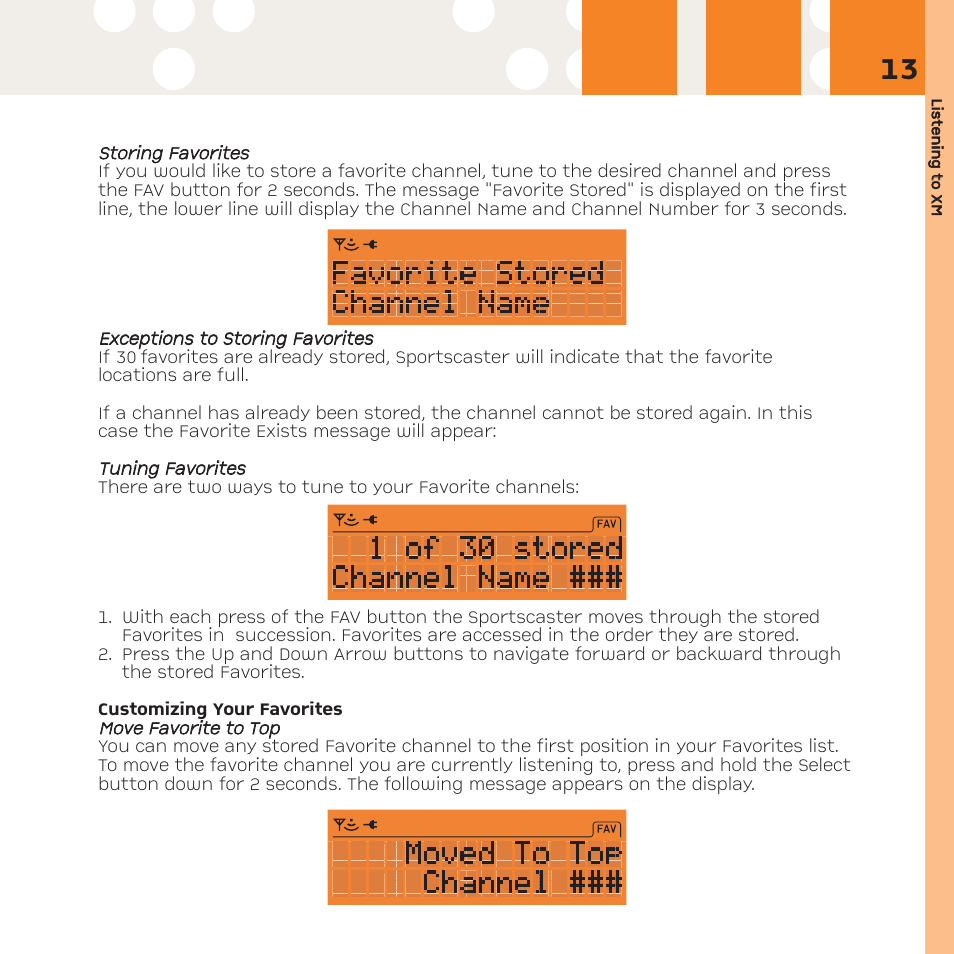 XM Satellite Radio R101 User Manual | Page 13 / 32