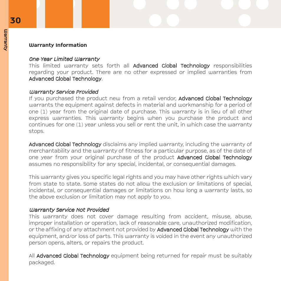 XM Satellite Radio R101 User Manual | Page 30 / 32