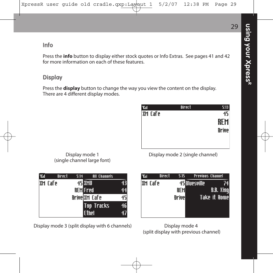 XM Satellite Radio XpressR User Manual | Page 29 / 62