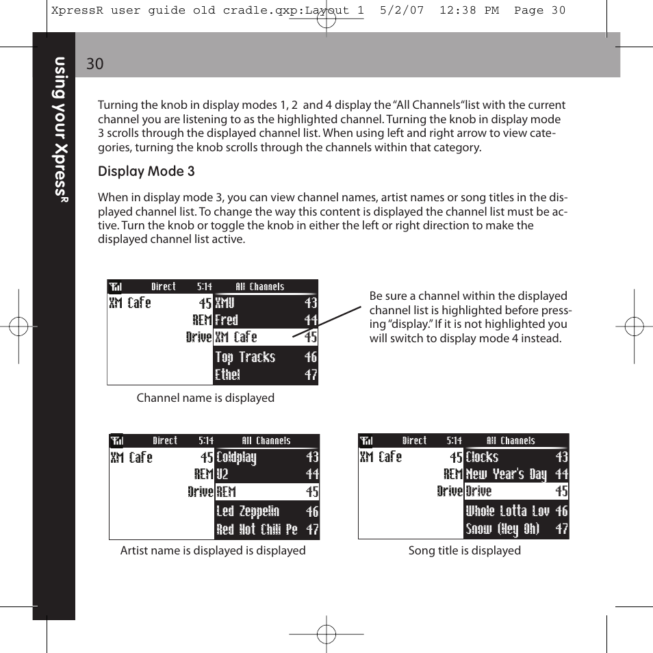 XM Satellite Radio XpressR User Manual | Page 30 / 62