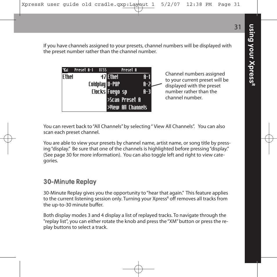 XM Satellite Radio XpressR User Manual | Page 31 / 62