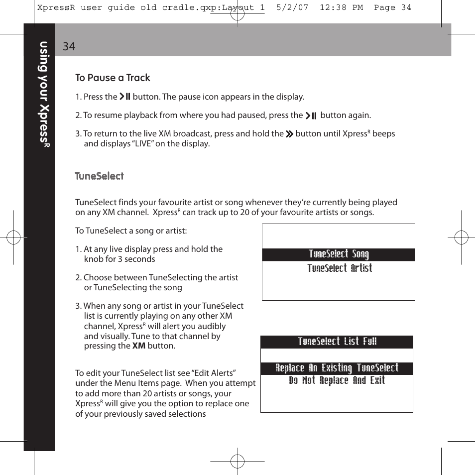 XM Satellite Radio XpressR User Manual | Page 34 / 62