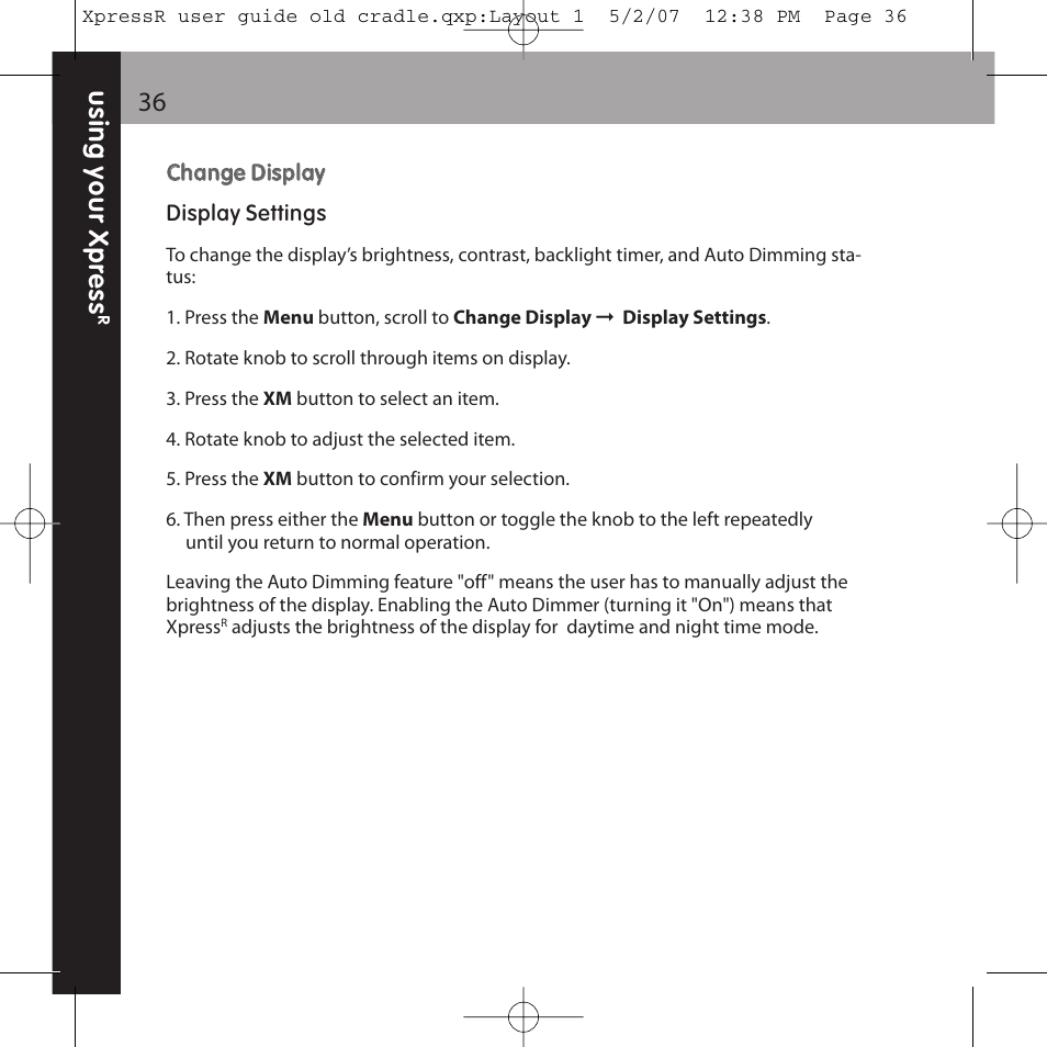 XM Satellite Radio XpressR User Manual | Page 36 / 62