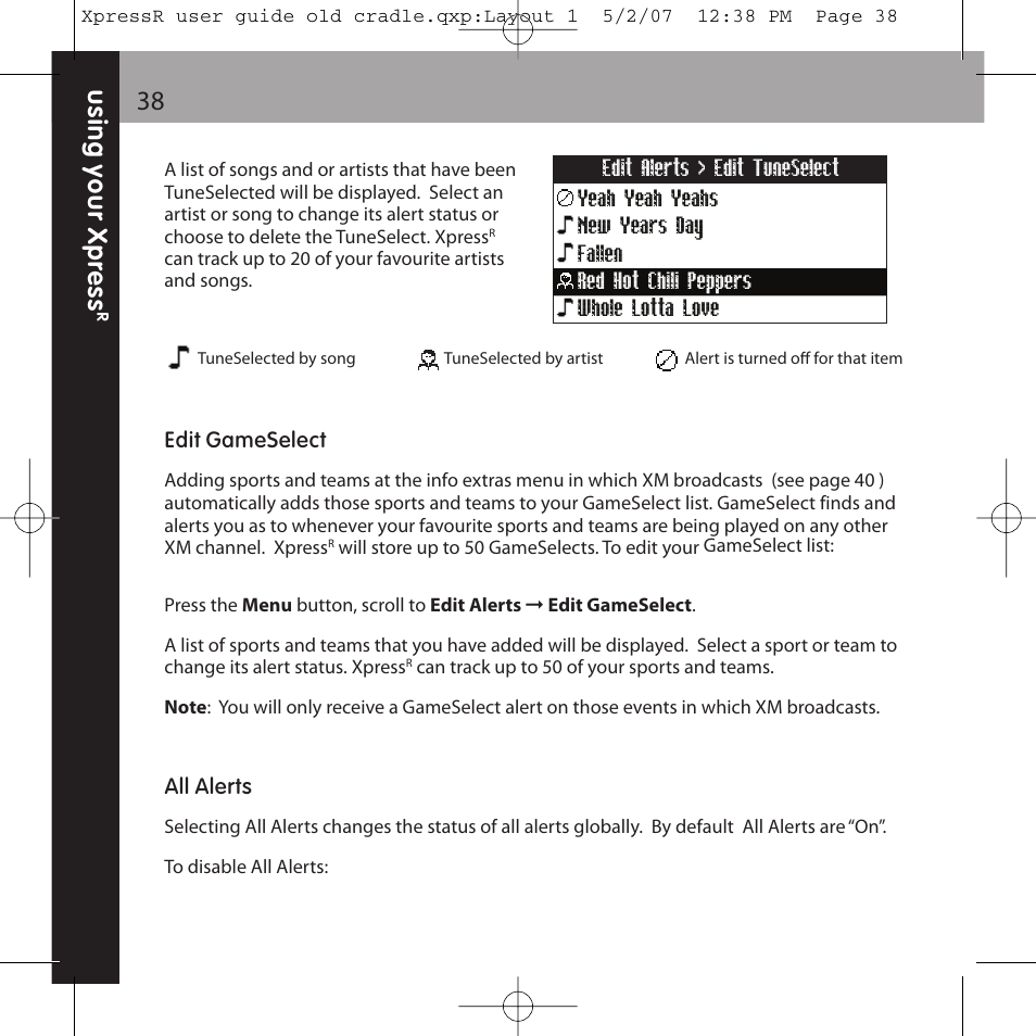 XM Satellite Radio XpressR User Manual | Page 38 / 62