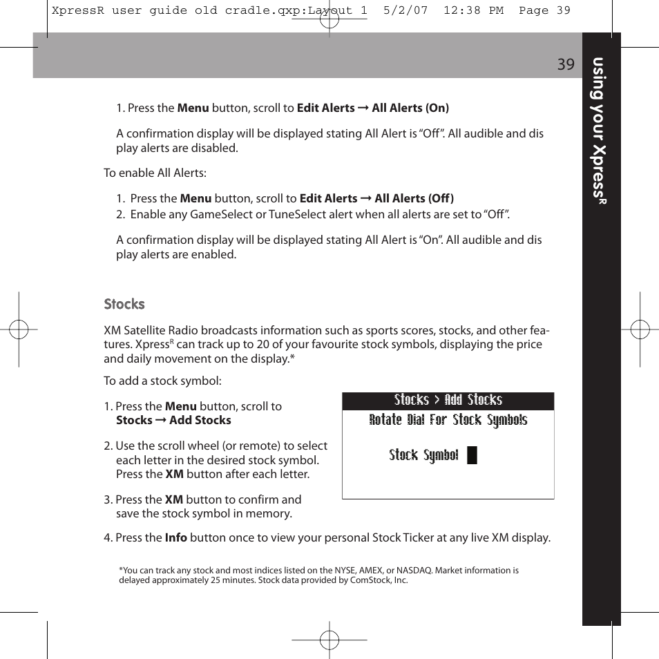 XM Satellite Radio XpressR User Manual | Page 39 / 62