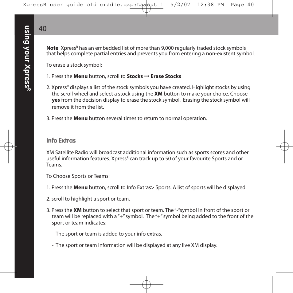 XM Satellite Radio XpressR User Manual | Page 40 / 62