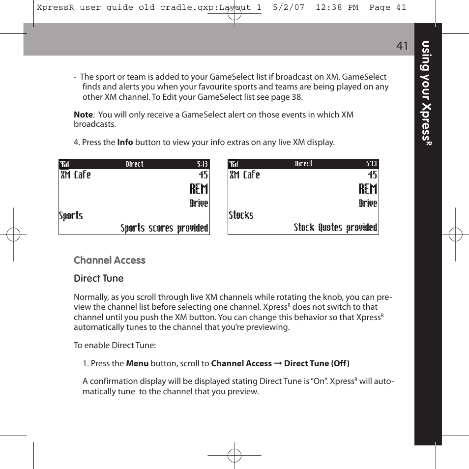 XM Satellite Radio XpressR User Manual | Page 41 / 62