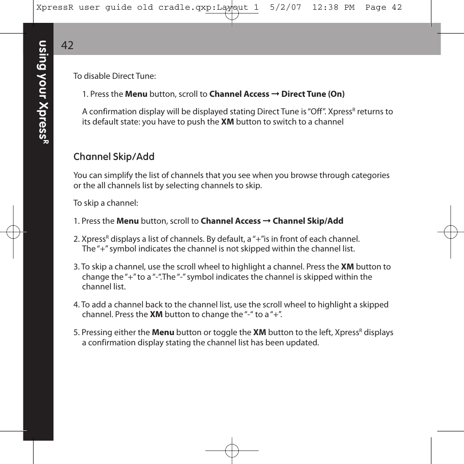 XM Satellite Radio XpressR User Manual | Page 42 / 62