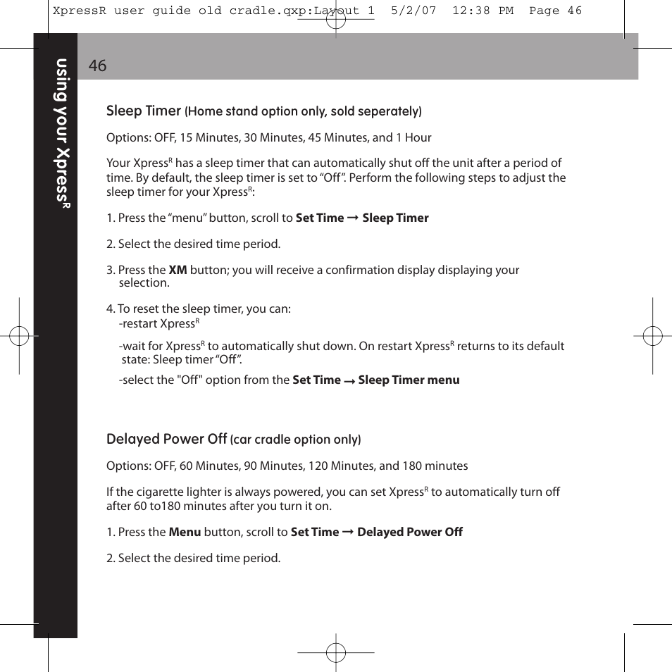 XM Satellite Radio XpressR User Manual | Page 46 / 62