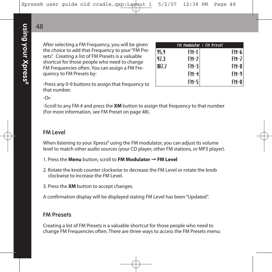 XM Satellite Radio XpressR User Manual | Page 48 / 62