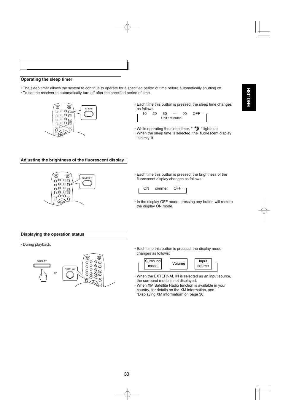 Other functions, English | XM Satellite Radio R-672 User Manual | Page 33 / 56