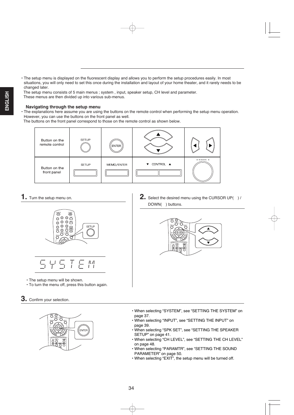 System setup | XM Satellite Radio R-672 User Manual | Page 34 / 56
