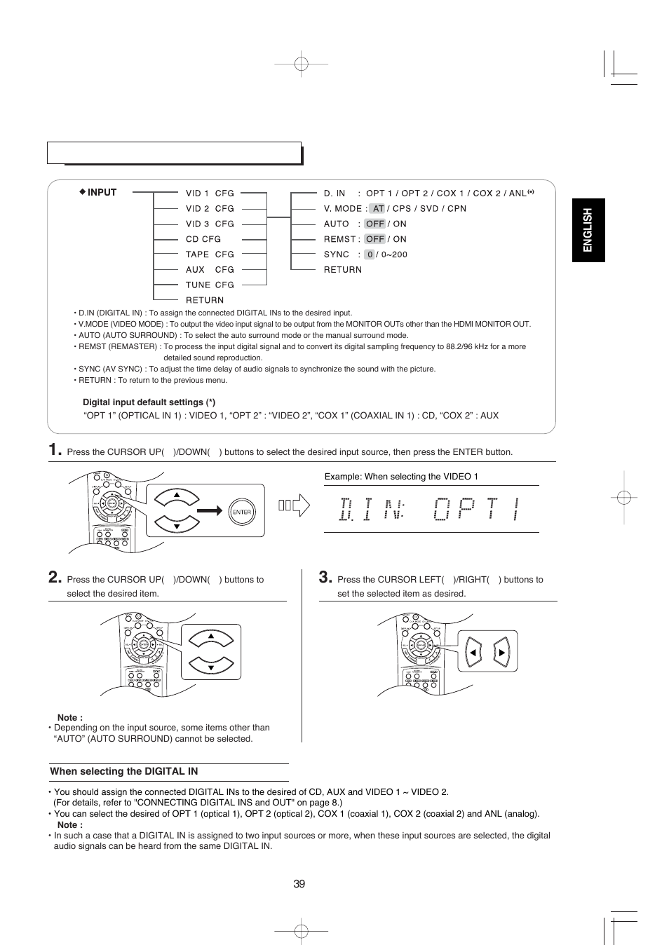 Setting the input | XM Satellite Radio R-672 User Manual | Page 39 / 56