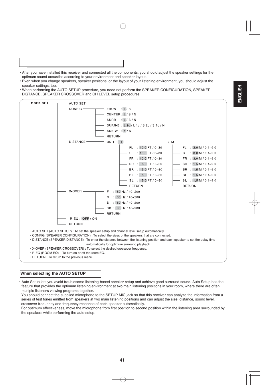 Setting the speaker setup | XM Satellite Radio R-672 User Manual | Page 41 / 56
