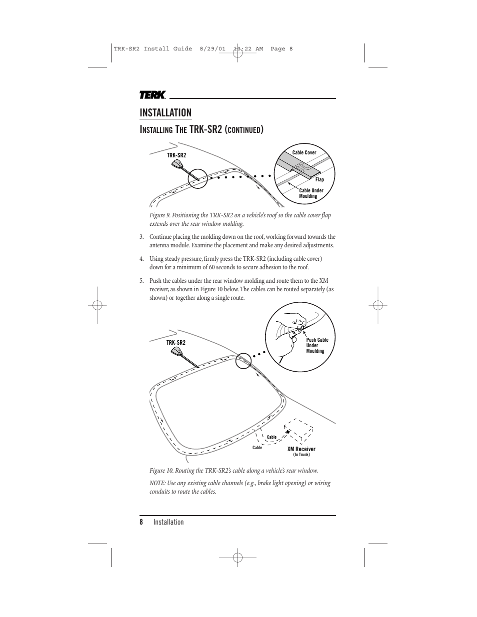 Installation i, Trk-sr2 | XM Satellite Radio TRK-SR2 User Manual | Page 8 / 12