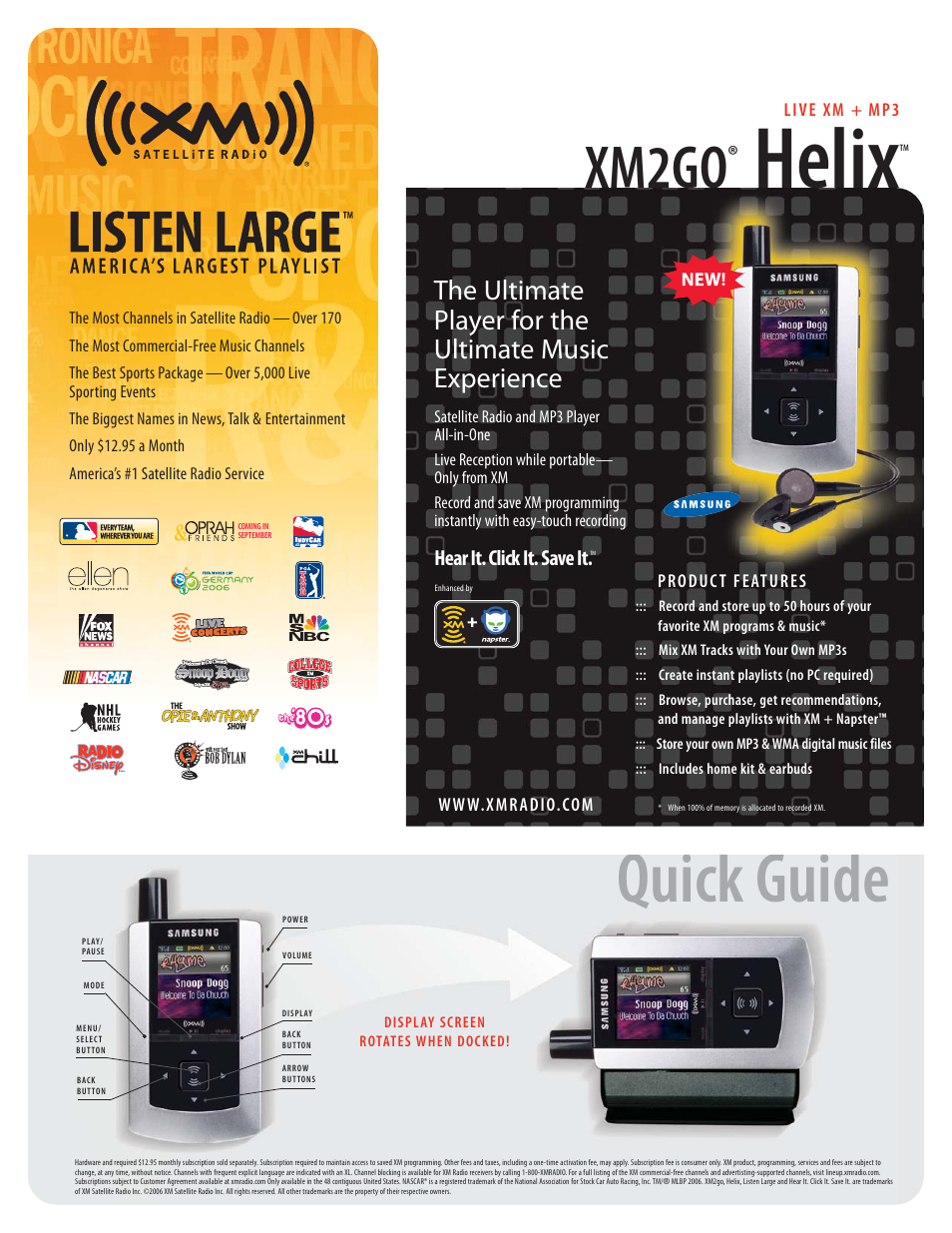 XM Satellite Radio HELIX XM2GO User Manual | 2 pages