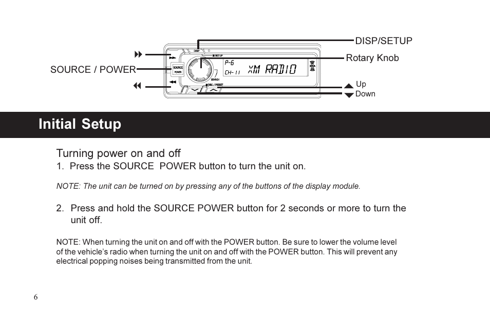 Initial setup | XM Satellite Radio P/N 08A15-1E1-000 User Manual | Page 6 / 18