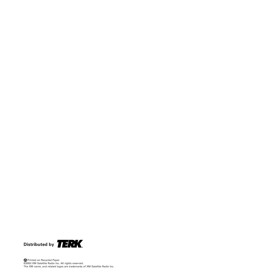 Distributed by | XM Satellite Radio XM XMCommander XM-RVR-FM- User Manual | Page 12 / 12