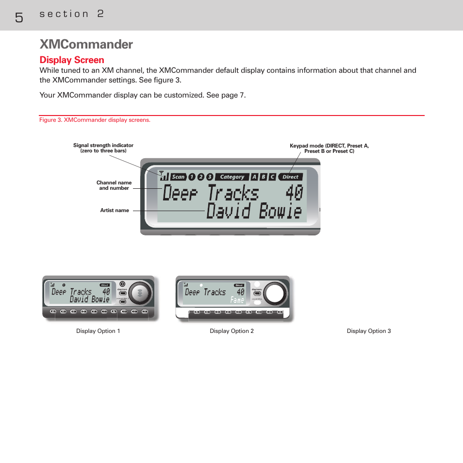 5xmcommander, Display screen | XM Satellite Radio XM XMCommander XM-RVR-FM- User Manual | Page 6 / 12