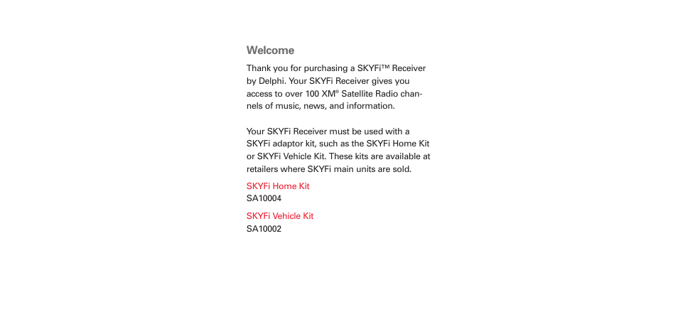 Welcome | XM Satellite Radio Portable Satellite Radio User Manual | Page 4 / 24