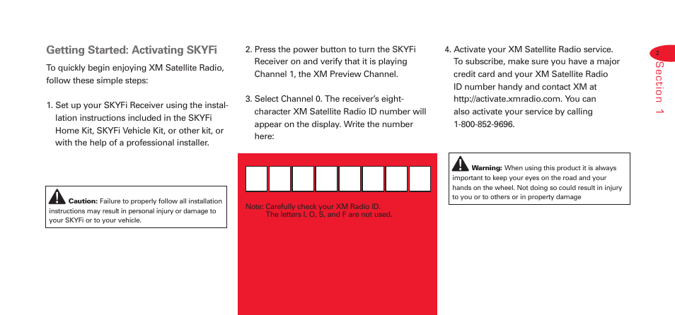 Getting started: activating skyfi | XM Satellite Radio Portable Satellite Radio User Manual | Page 6 / 24