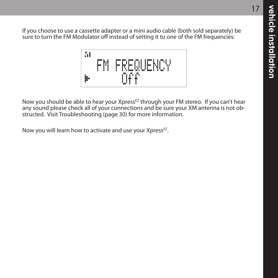 Ve h ic le in s ta lla ti o n 17 | XM Satellite Radio XMCK-5P User Manual | Page 17 / 40