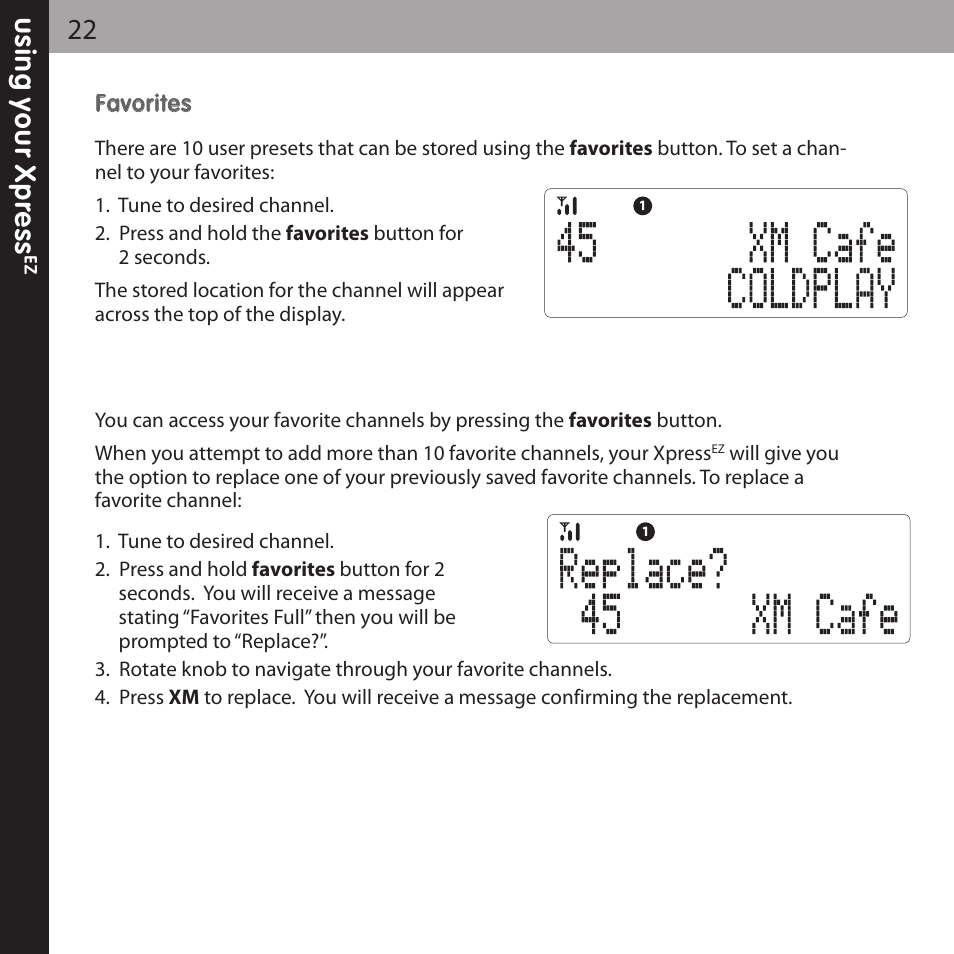 XM Satellite Radio XMCK-5P User Manual | Page 22 / 40