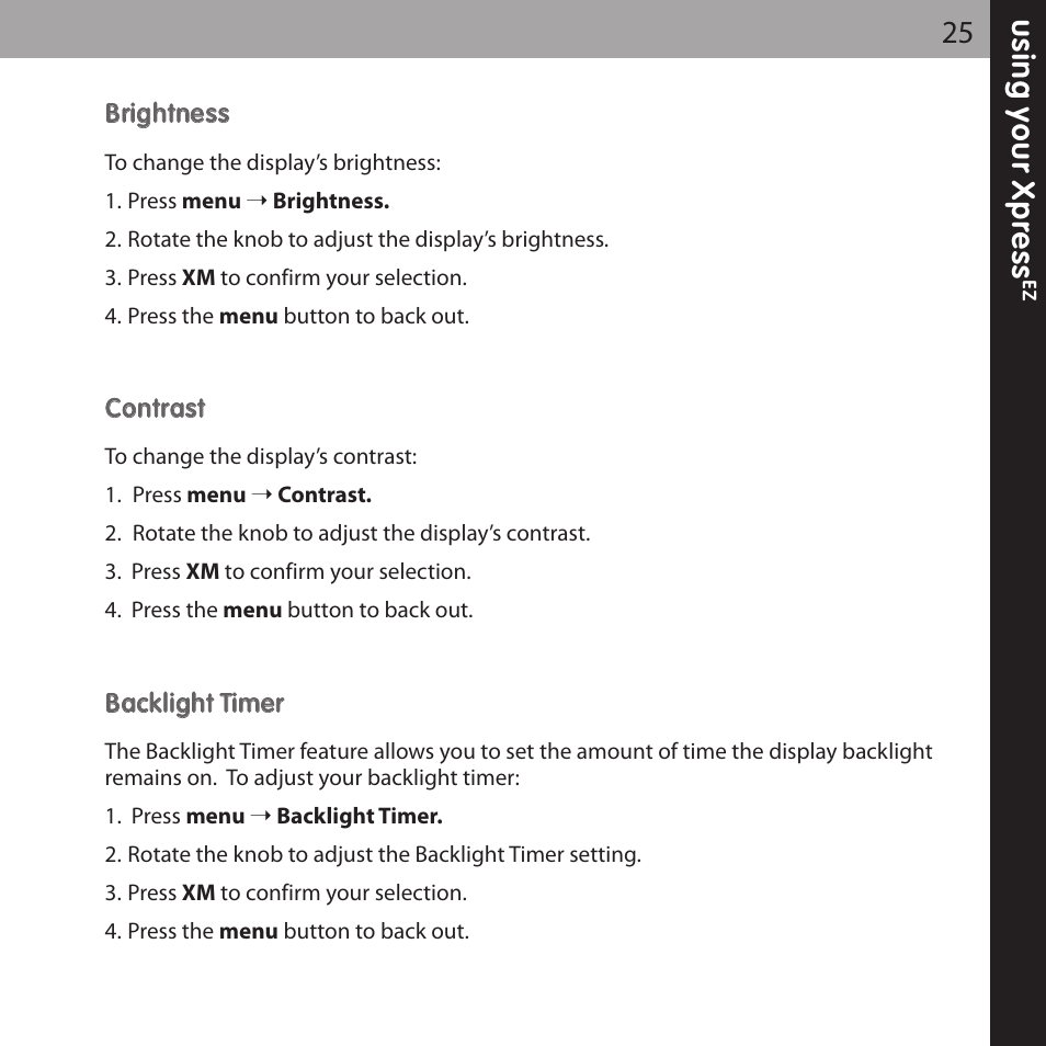 XM Satellite Radio XMCK-5P User Manual | Page 25 / 40