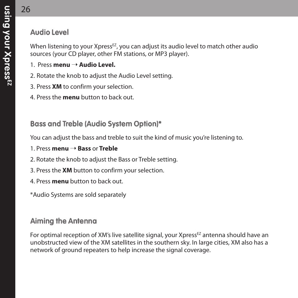 XM Satellite Radio XMCK-5P User Manual | Page 26 / 40