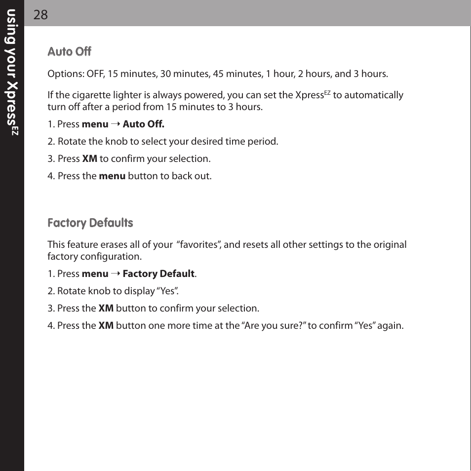 XM Satellite Radio XMCK-5P User Manual | Page 28 / 40