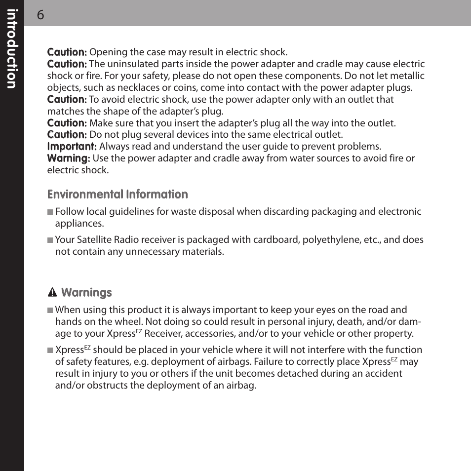 XM Satellite Radio XMCK-5P User Manual | Page 6 / 40