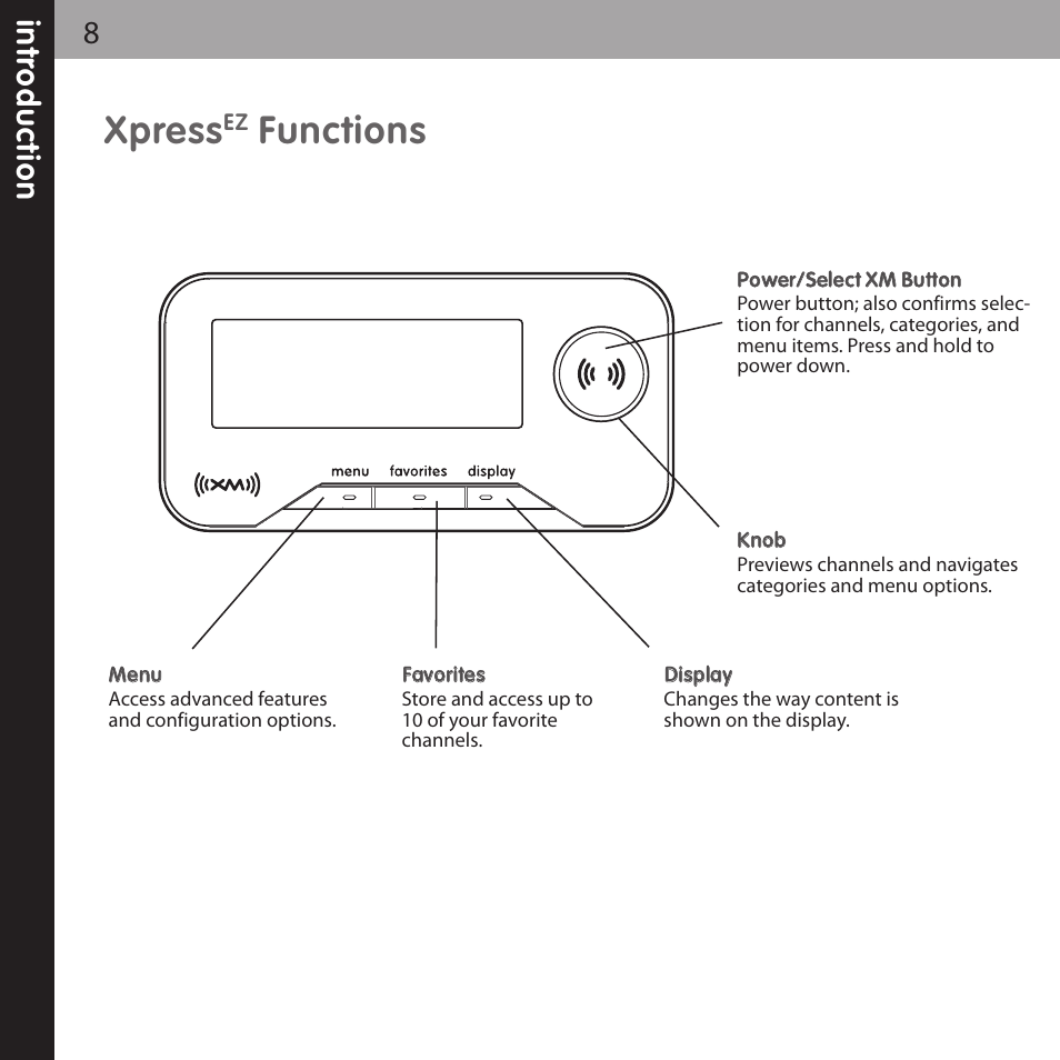 Xpress, Functions | XM Satellite Radio XMCK-5P User Manual | Page 8 / 40