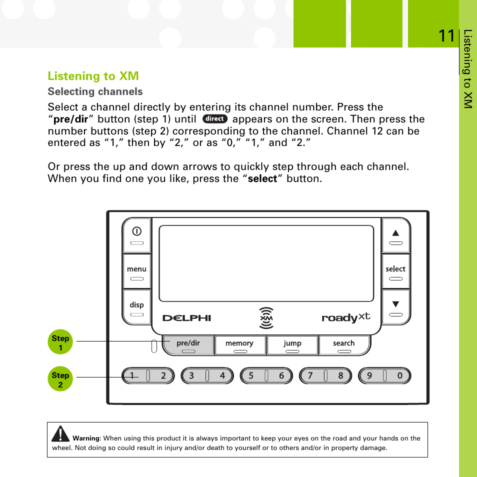 Listening to xm | XM Satellite Radio SA10177 User Manual | Page 11 / 32