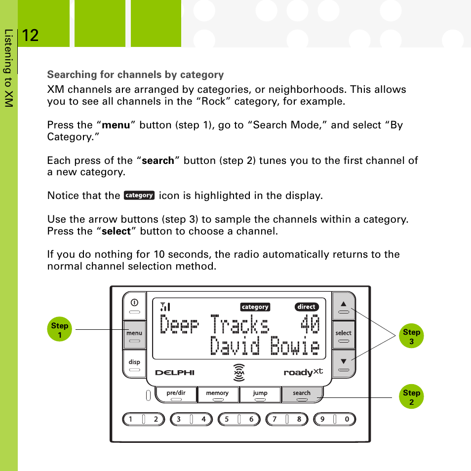 XM Satellite Radio SA10177 User Manual | Page 12 / 32