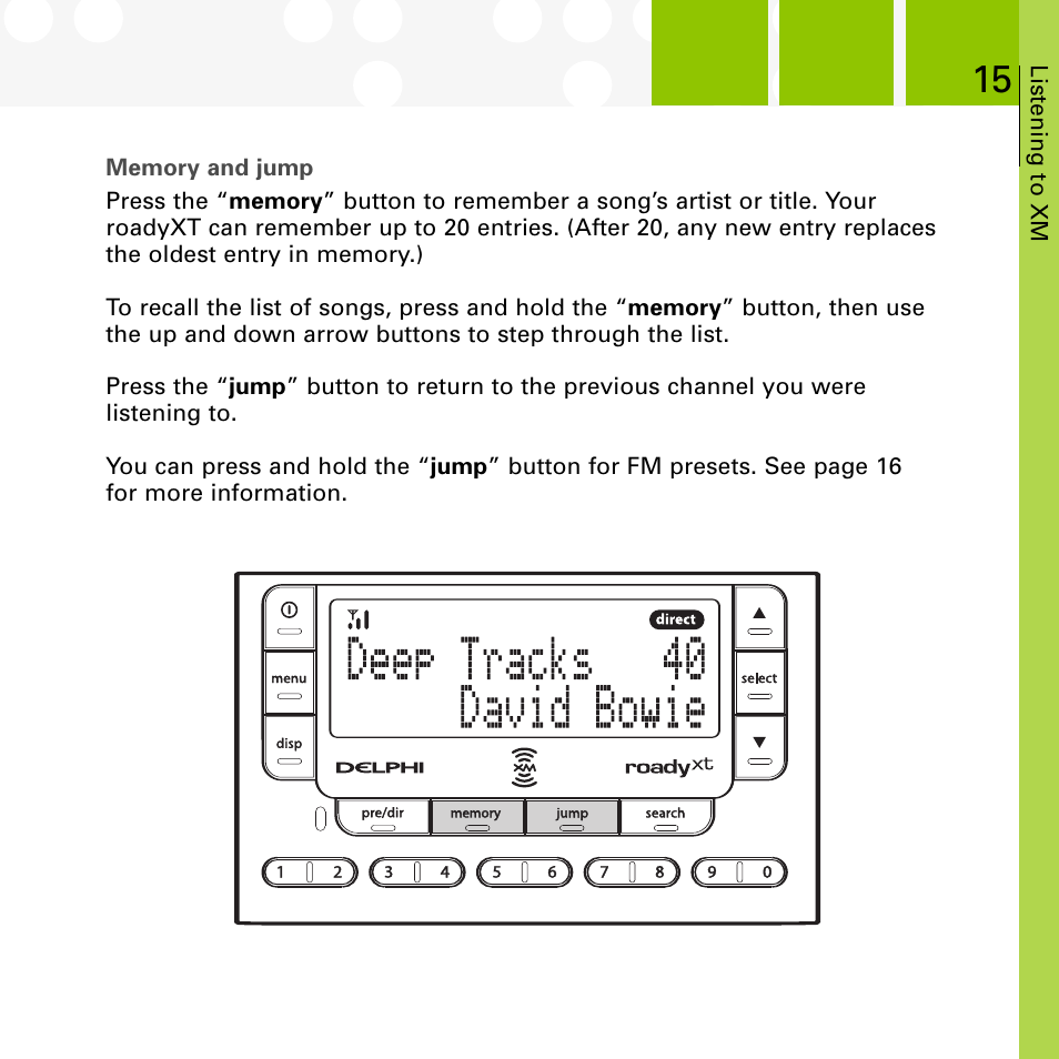 XM Satellite Radio SA10177 User Manual | Page 15 / 32