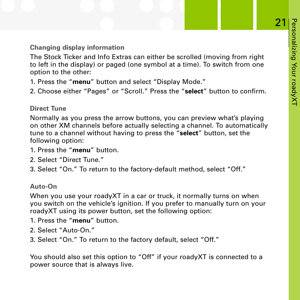 XM Satellite Radio SA10177 User Manual | Page 21 / 32