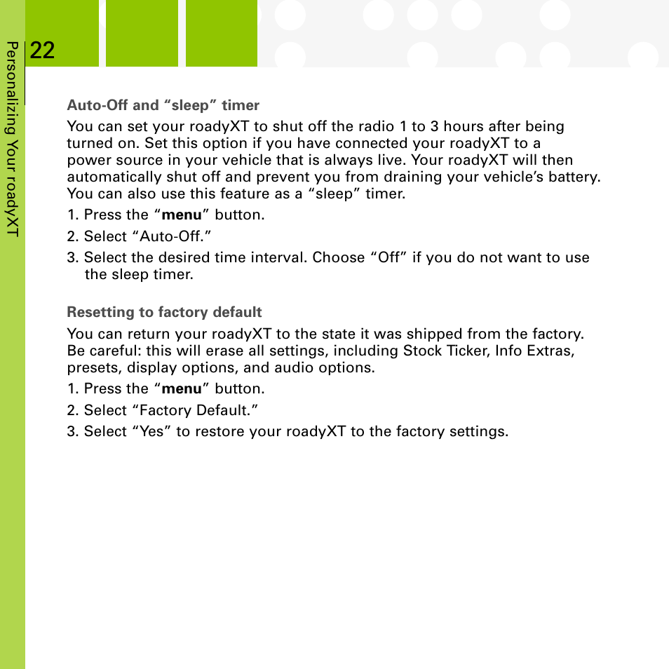 XM Satellite Radio SA10177 User Manual | Page 22 / 32