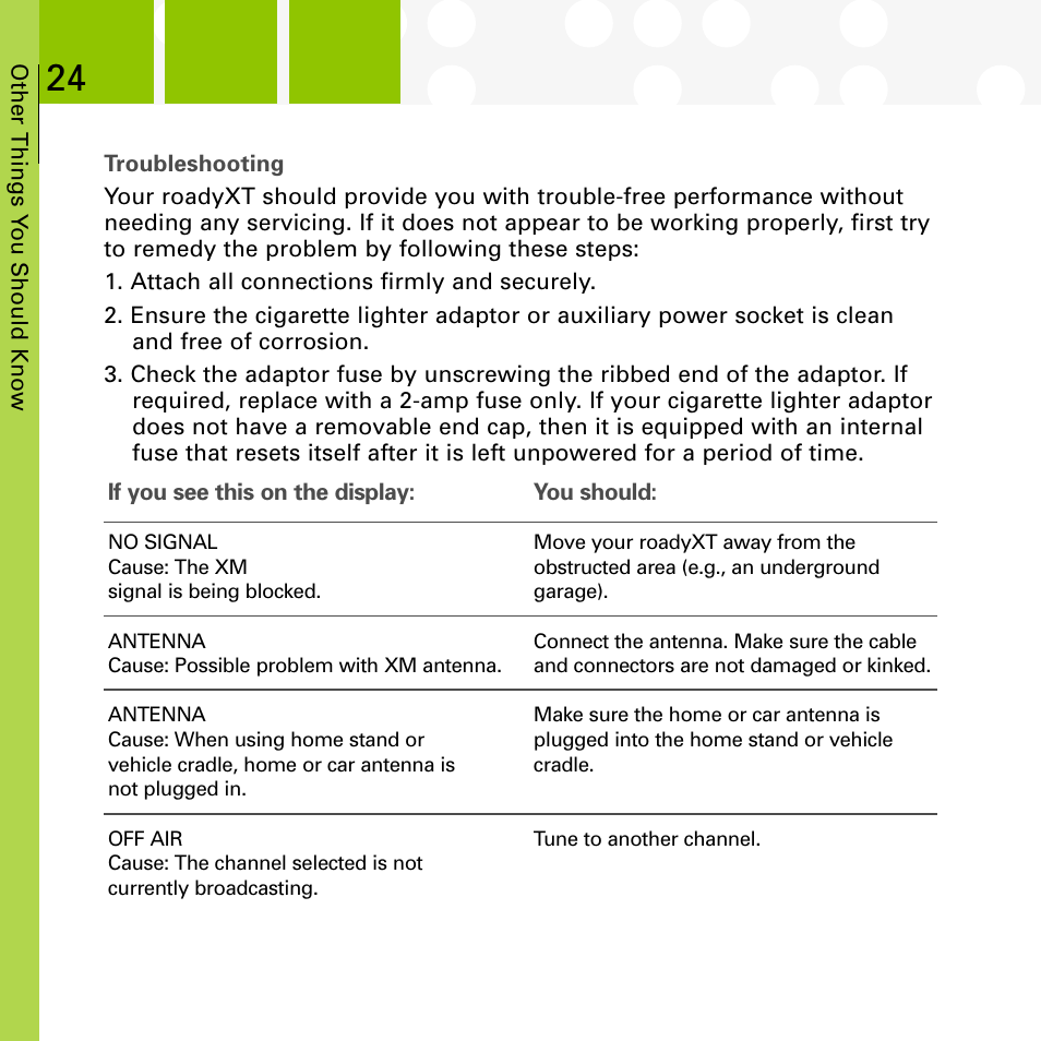XM Satellite Radio SA10177 User Manual | Page 24 / 32