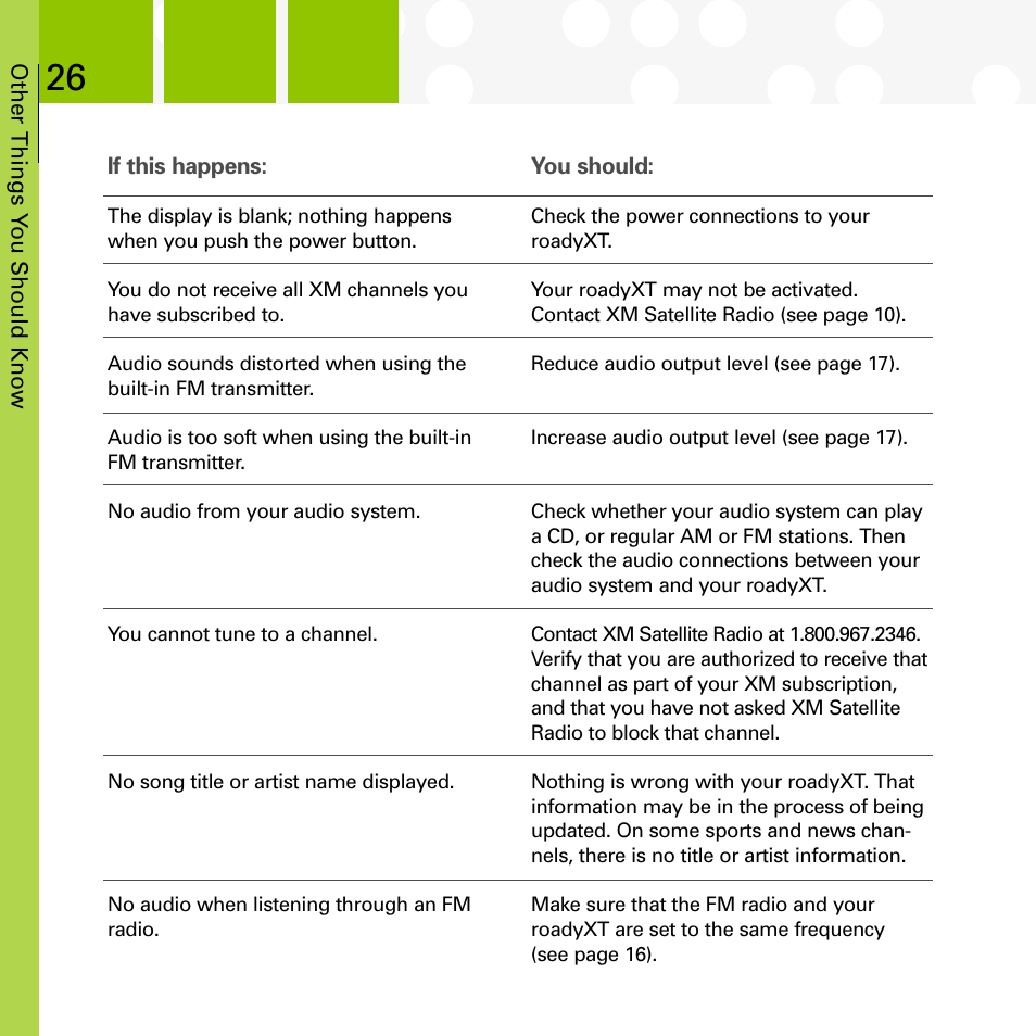 XM Satellite Radio SA10177 User Manual | Page 26 / 32