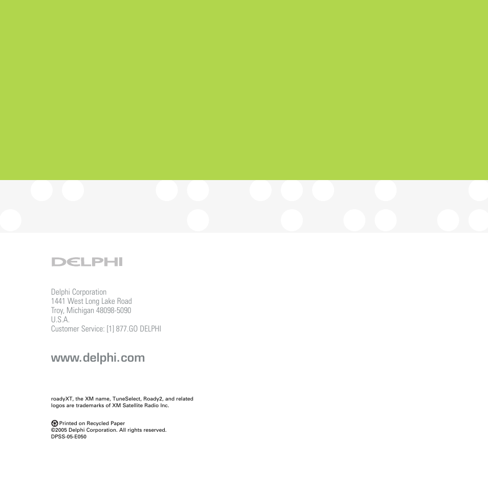 XM Satellite Radio SA10177 User Manual | Page 32 / 32
