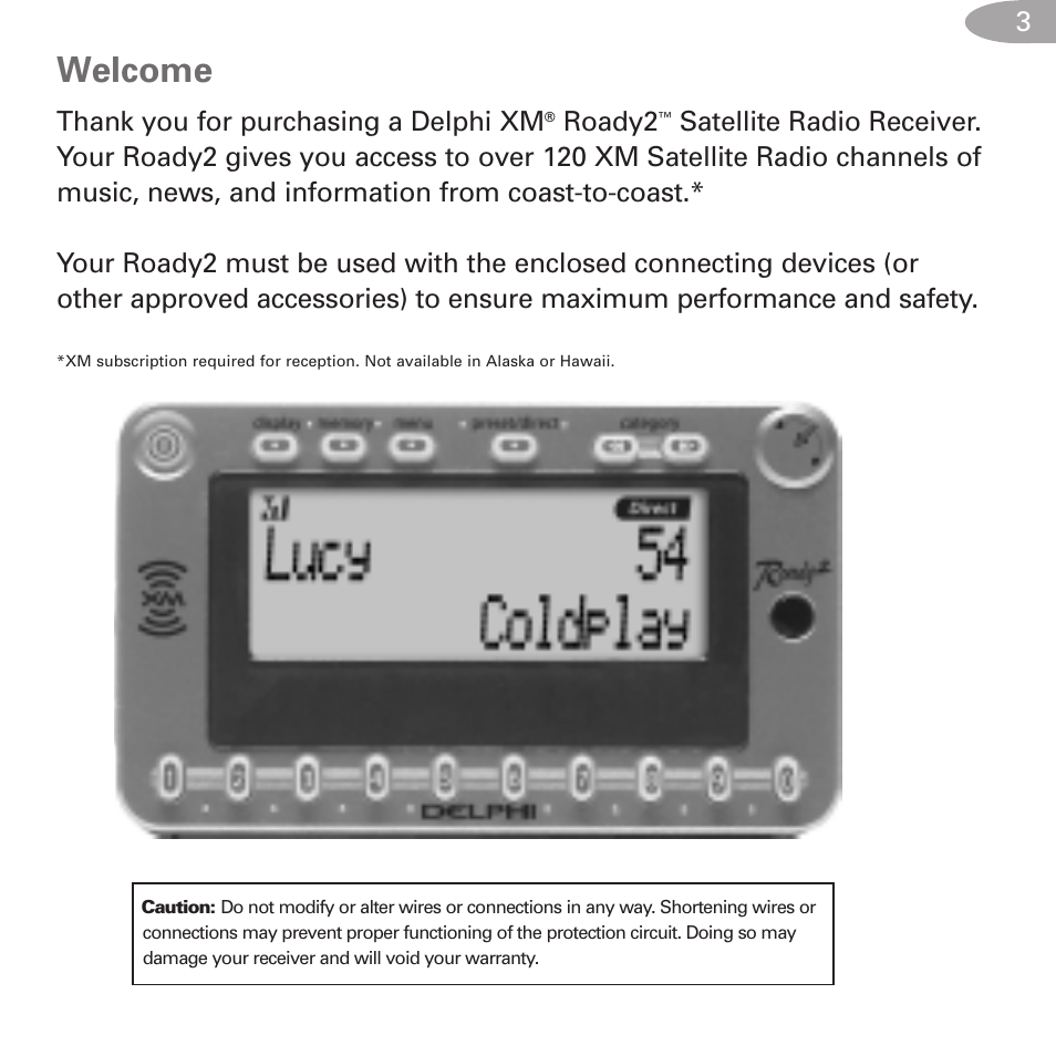 Welcome, Roady2 | XM Satellite Radio SA10085 User Manual | Page 3 / 32