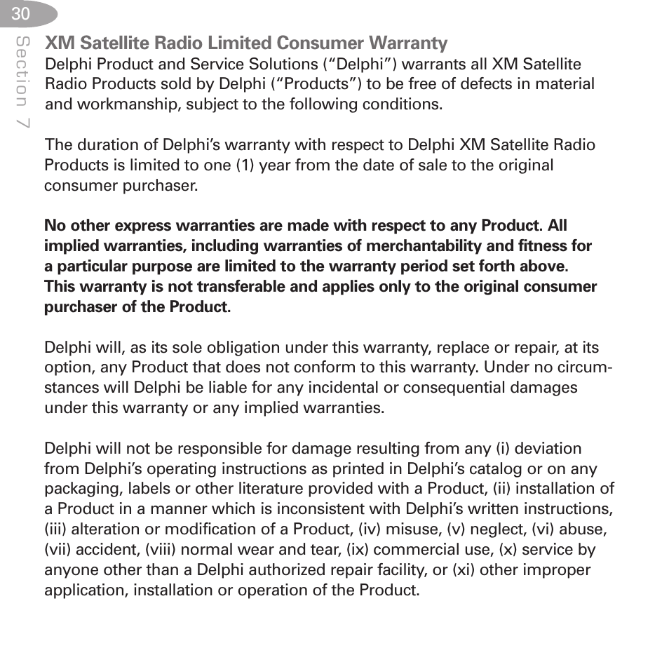 XM Satellite Radio SA10085 User Manual | Page 30 / 32