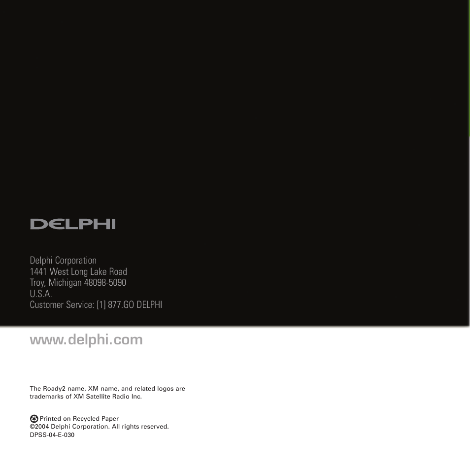 XM Satellite Radio SA10085 User Manual | Page 32 / 32