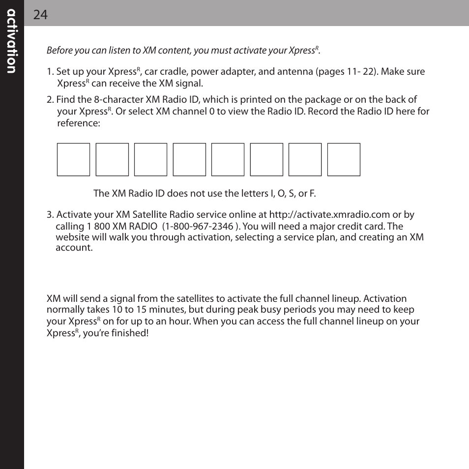 XM Satellite Radio XMCK-20P User Manual | Page 24 / 62