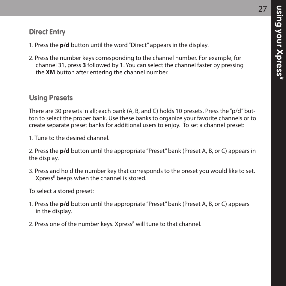 XM Satellite Radio XMCK-20P User Manual | Page 27 / 62