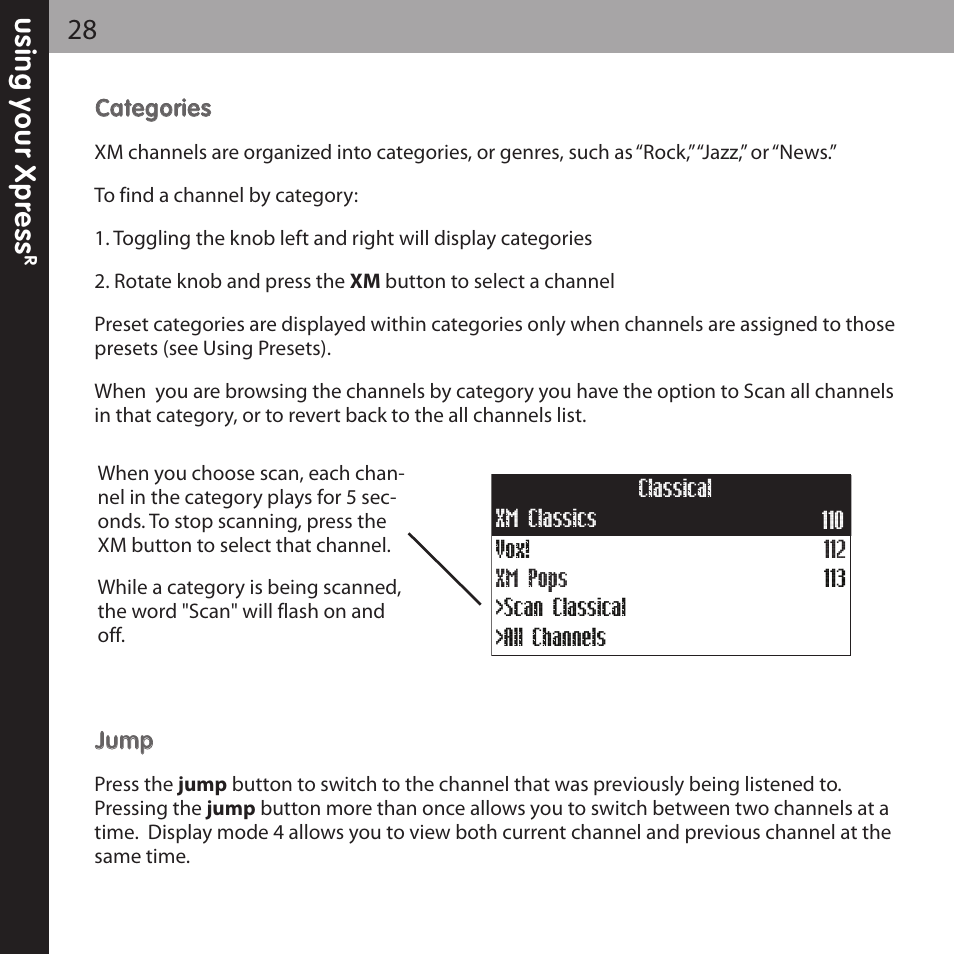 XM Satellite Radio XMCK-20P User Manual | Page 28 / 62