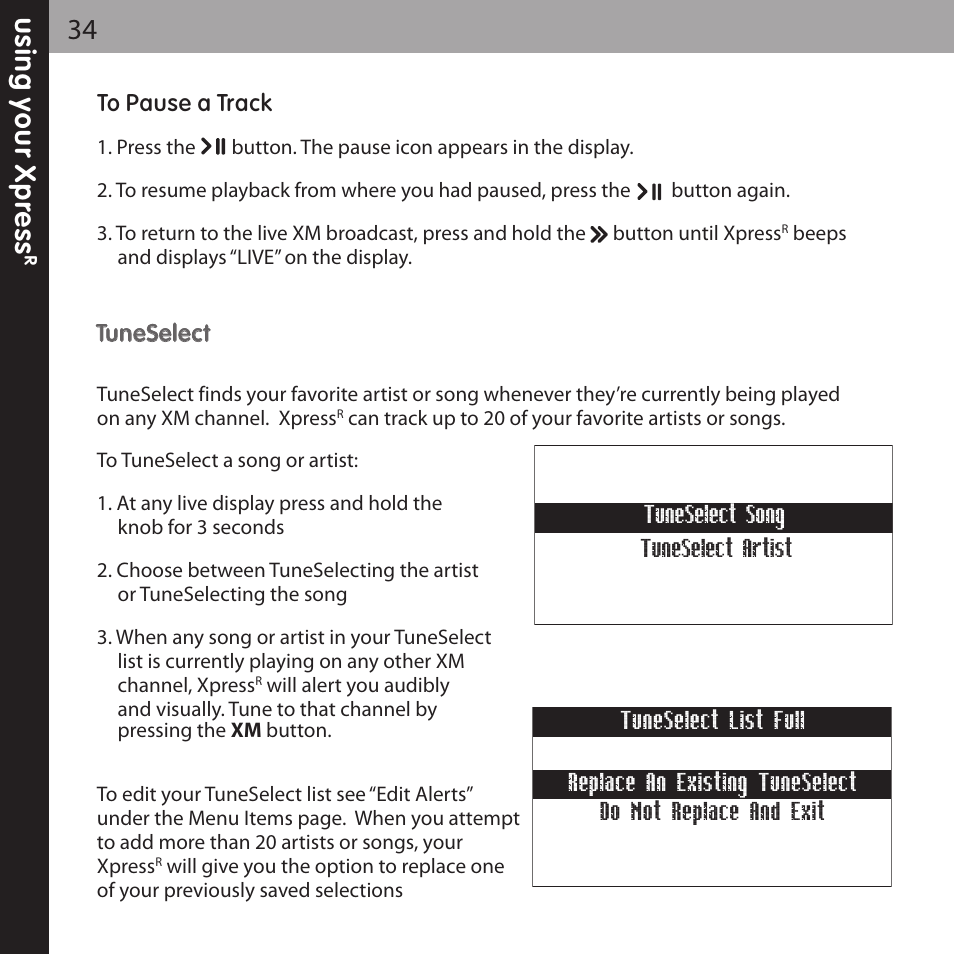 XM Satellite Radio XMCK-20P User Manual | Page 34 / 62